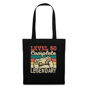 Level 50 abgeschlossen, Geschenk zum 50. Geburtstag - Stoffbeutel - Schwarz - Vorne