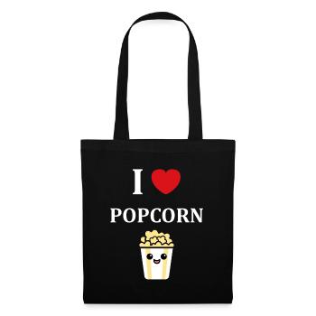 Ich liebe Popcorn - Stoffbeutel - Schwarz - Vorne