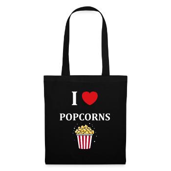 Ich liebe Popcorn - Stoffbeutel - Schwarz - Vorne