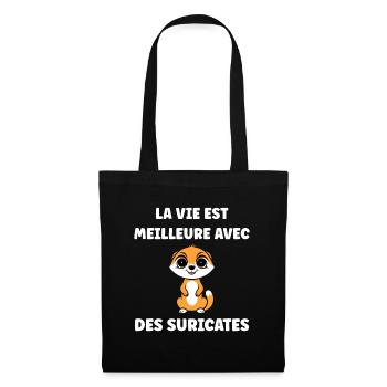 Humour petit suricate - Sac en tissu - noir - Devant