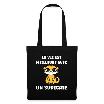 Humour petit suricate - Sac en tissu - noir - Devant