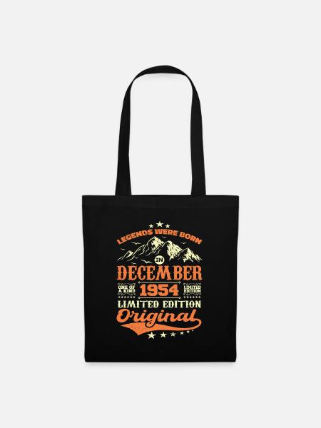 December 1954 Anniversary Gift - December 1954 - Tote Bag - black