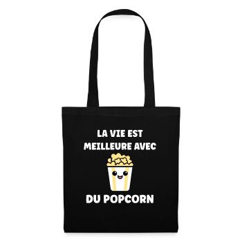 Humour pot de popcorn - Sac en tissu - noir - Devant
