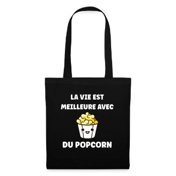 Humour pot de popcorn - Sac en tissu - noir - Devant