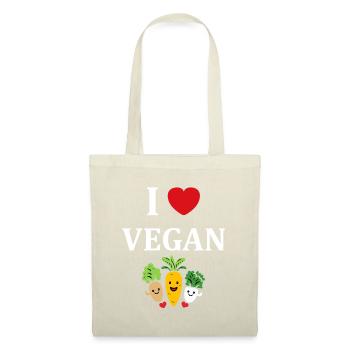 Humorvolles kleines veganes Gemüse - Stoffbeutel - Natur - Vorne