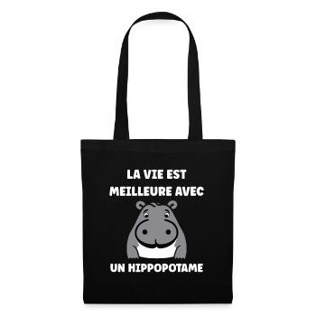 amour petit hippopotame - Sac en tissu - noir - Devant