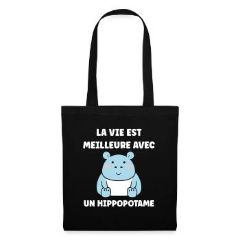 amour petit hippopotame - Sac en tissu - noir - Devant