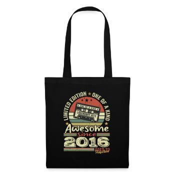 Jahrgang 2016 Original Retro Geburtstagsgeschenk - Stoffbeutel - Schwarz - Vorne