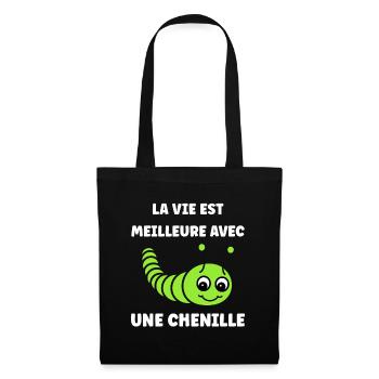 Chenilles insecte Amour petite chenille - Sac en tissu - noir - Devant