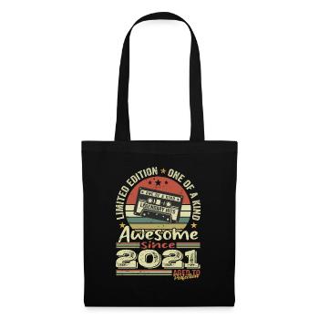Jahrgang 2021 Original Retro Geburtstagsgeschenk - Stoffbeutel - Schwarz - Vorne
