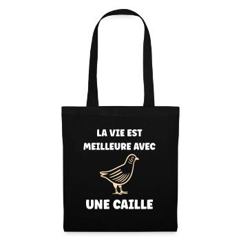 Humour Cailles oiseaux Petite caille - Sac en tissu - noir - Devant