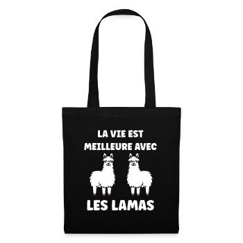 Humour mignon petit lama - Sac en tissu - noir - Devant