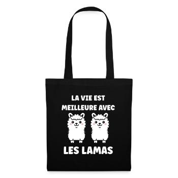 Humour mignon petit lama - Sac en tissu - noir - Devant