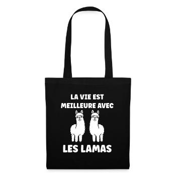 Humour mignon petit lama - Sac en tissu - noir - Devant
