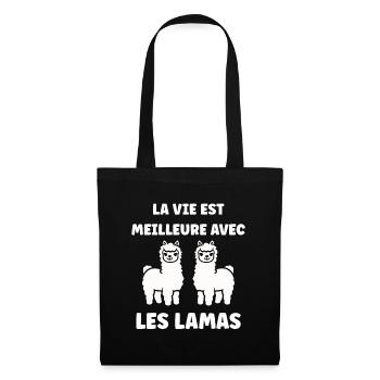 Humour mignon petit lama - Sac en tissu - noir - Devant