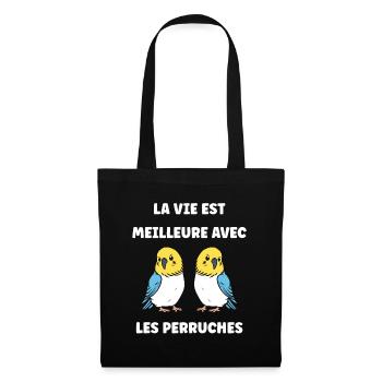 Oiseaux perruches humour petite perruche - Sac en tissu - noir - Devant
