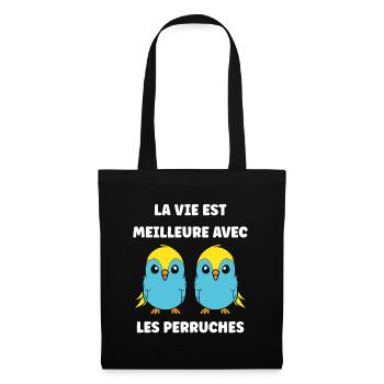 Oiseaux perruches humour petite perruche - Sac en tissu - noir - Devant