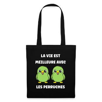 Oiseaux perruches humour petite perruche - Sac en tissu - noir - Devant
