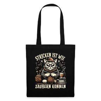 Stricken Strickerin Geschenk Wolle Geburtstag - Stoffbeutel - Schwarz - Vorne