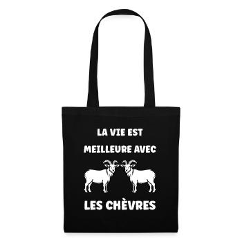 Citation humour petite chèvre - Sac en tissu - noir - Devant