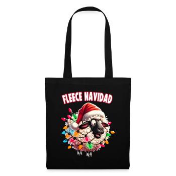 Fleece Navidad Weihnachten Geschenk Lustig Sprüche - Stoffbeutel - Schwarz - Vorne