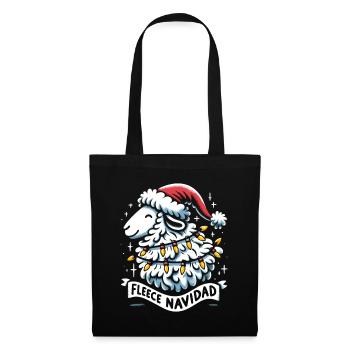 Fleece Navidad Weihnachten Geschenk Lustig Sprüche - Stoffbeutel - Schwarz - Vorne