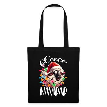 Fleece Navidad Weihnachten Geschenk Lustig Sprüche - Stoffbeutel - Schwarz - Vorne