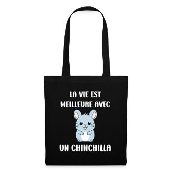 Petit chinchilla mignon - Sac en tissu - noir - Devant