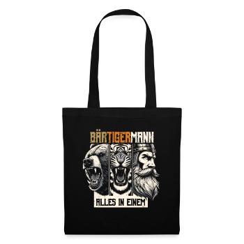 Bärtigermann Bär Tiger Mann Geschenk Bart Sprüche - Stoffbeutel - Schwarz - Vorne