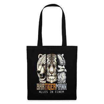 Bärtigermann Bär Tiger Mann Geschenk Bart Sprüche - Stoffbeutel - Schwarz - Vorne