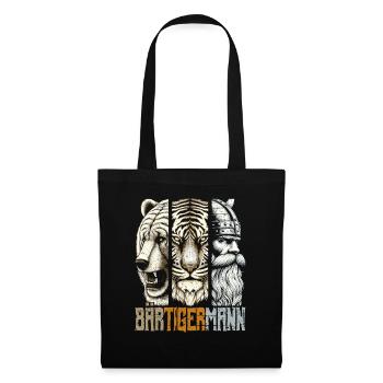 Bärtigermann Bär Tiger Mann Geschenk Bart Sprüche - Stoffbeutel - Schwarz - Vorne