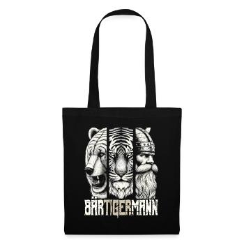 Bärtigermann Bär Tiger Mann Geschenk Bart Sprüche - Stoffbeutel - Schwarz - Vorne
