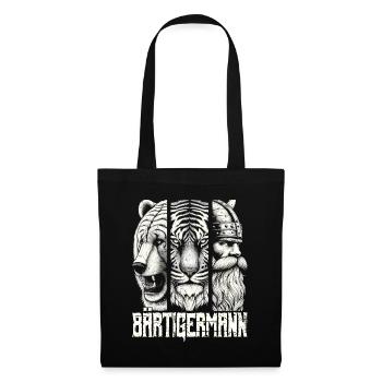 Bärtigermann Bär Tiger Mann Geschenk Bart Sprüche - Stoffbeutel - Schwarz - Vorne