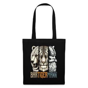 Bärtigermann Bär Tiger Mann Geschenk Bart Sprüche - Stoffbeutel - Schwarz - Vorne