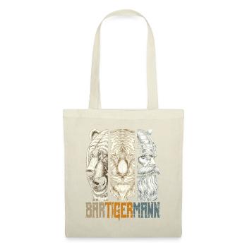 Bärtigermann Bär Tiger Mann Geschenk Bart Sprüche - Stoffbeutel - Natur - Vorne