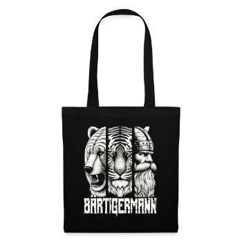 Bärtigermann Bär Tiger Mann Geschenk Bart Sprüche - Stoffbeutel - Schwarz - Vorne