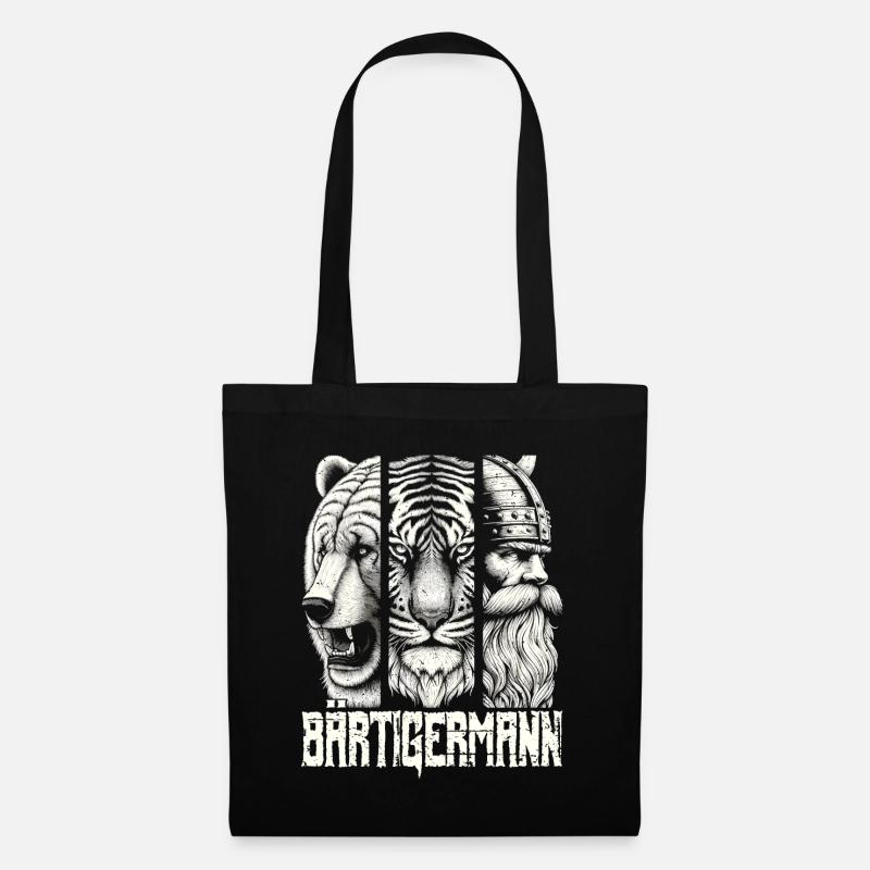 Bärtigermann Bär Tiger Mann Geschenk Bart Sprüche - Stoffbeutel - Schwarz