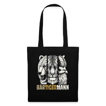 Bärtigermann Bär Tiger Mann Geschenk Bart Sprüche - Stoffbeutel - Schwarz - Vorne