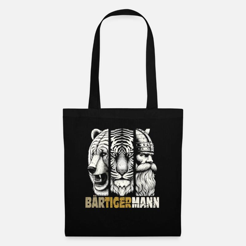 Bärtigermann Bär Tiger Mann Geschenk Bart Sprüche - Stoffbeutel - Schwarz