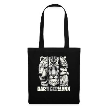 Bärtigermann Bär Tiger Mann Geschenk Bart Sprüche - Stoffbeutel - Schwarz - Vorne
