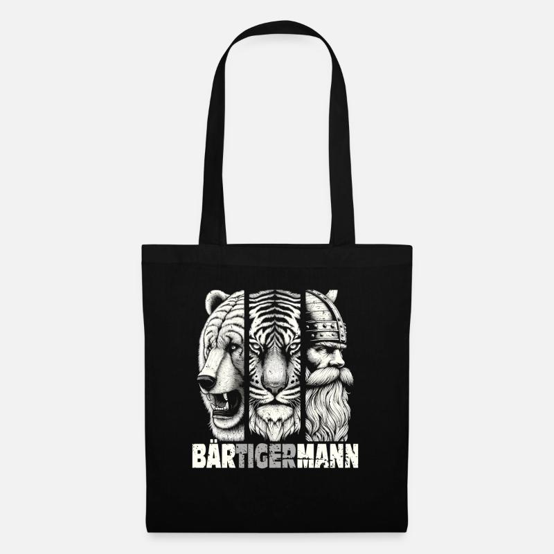 Bärtigermann Bär Tiger Mann Geschenk Bart Sprüche - Stoffbeutel - Schwarz