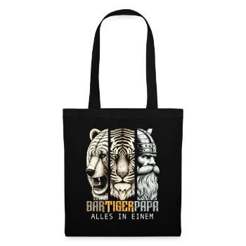 Bärtigerpapa Bär Tiger Mann Geschenk Bart Sprüche - Stoffbeutel - Schwarz - Vorne