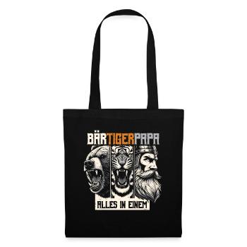 Bärtigerpapa Bär Tiger Mann Geschenk Bart Sprüche - Stoffbeutel - Schwarz - Vorne