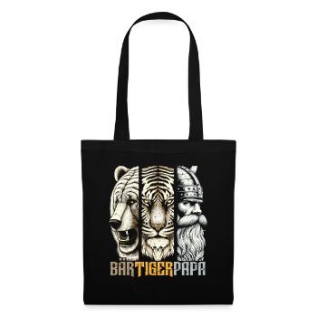 Bärtigerpapa Bär Tiger Mann Geschenk Bart Sprüche - Stoffbeutel - Schwarz - Vorne