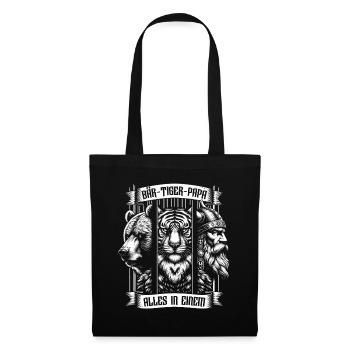 Bärtigerpapa Bär Tiger Mann Geschenk Bart Sprüche - Stoffbeutel - Schwarz - Vorne