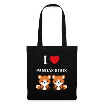 Renard amour Petit panda roux - Sac en tissu - noir - Devant