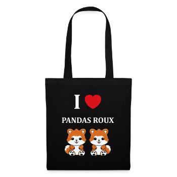 Renard amour Petit panda roux - Sac en tissu - noir - Devant