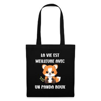 Renard amour Petit panda roux - Sac en tissu - noir - Devant