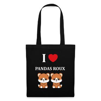 Renard amour Petit panda roux - Sac en tissu - noir - Devant