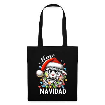 Fleece Navidad Weihnachten Geschenk Lustig Sprüche - Stoffbeutel - Schwarz - Vorne
